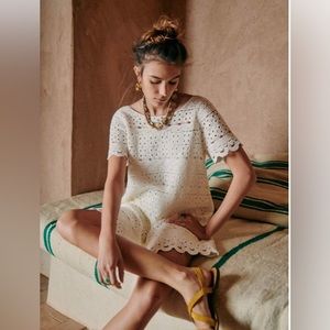 Sezane Crochet Florine Dress Ecru